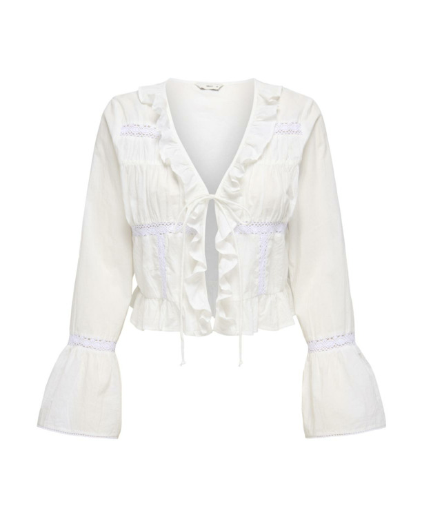 Regular Fit V-Neck Long Sleeves (L/S) Blouse met V-hals: Voeg een vrouwelijke top toe voor een zachte, schone uitstraling