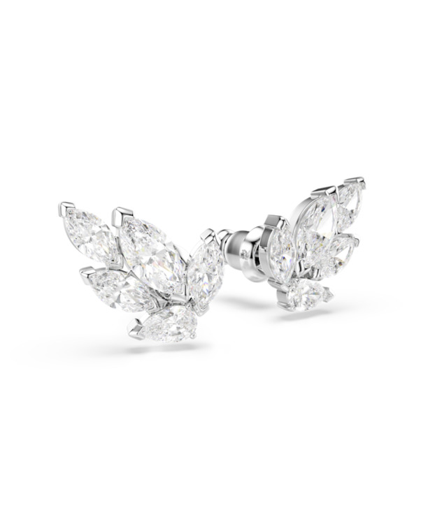 Louison Pierced Earrings Stud Rhodium shiny White
