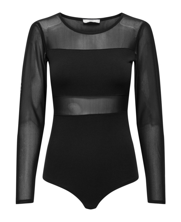 O-Neck Long Sleeves (L/S) Vrouwelijke top rompertje met lange mouwen en knoopsluiting