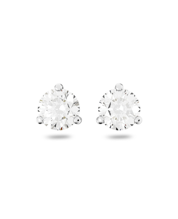Stilla Round Pierced Earrings Stud Rhodium shiny Crystal