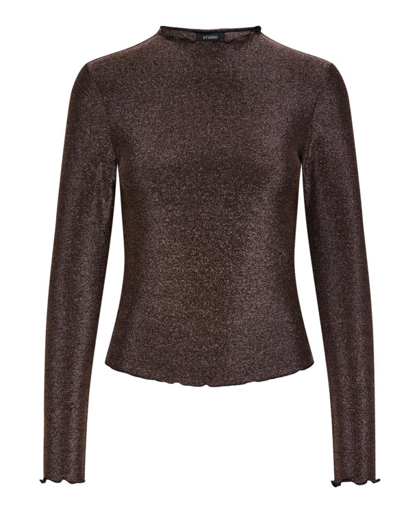 Standard Fit High Neck Long Sleeves (L/S) Lange mouwen Glitter detail top