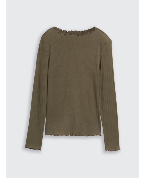 Shirt met lange hals en ondoorzichtige kraag