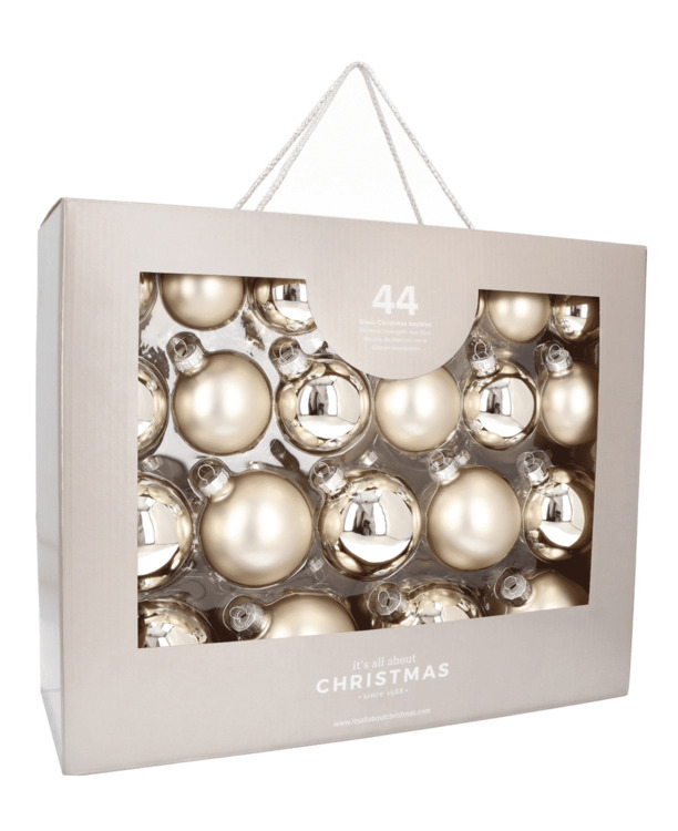 Luxe lichtgouden kerstballenset 44 stuks in handige box