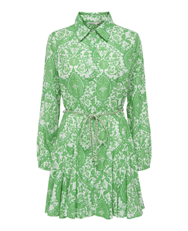 Regular Fit Shirt Collar Long Sleeves (L/S) Korte jurk met knopen en riem