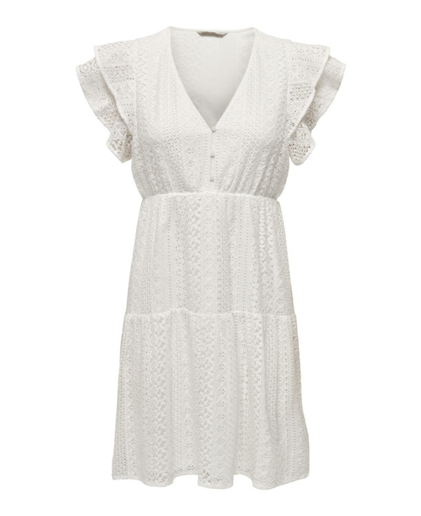 Regular Fit V-Neck Short Sleeves (S/S) V-hals jurk met kant detail