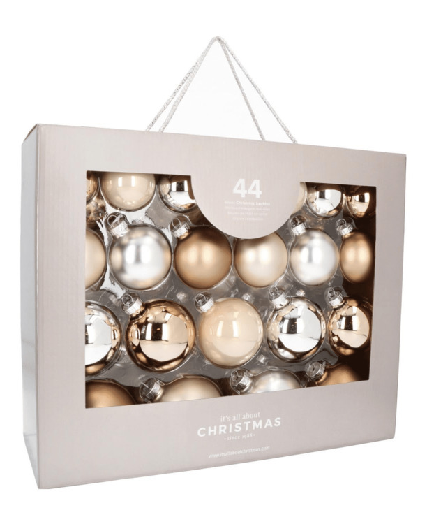 44 mix & match kerstballen 'Cosy mix' in koffer