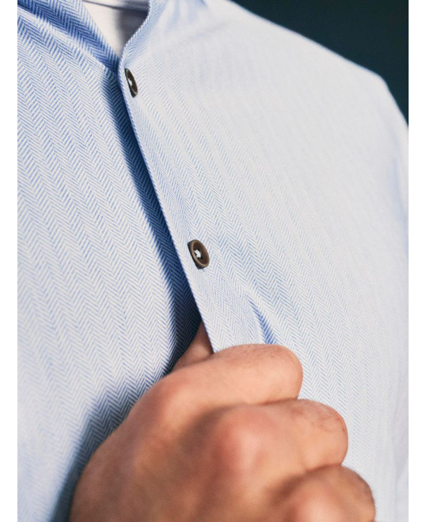 Suitable Herringbone Overhemd Lichtblauw
