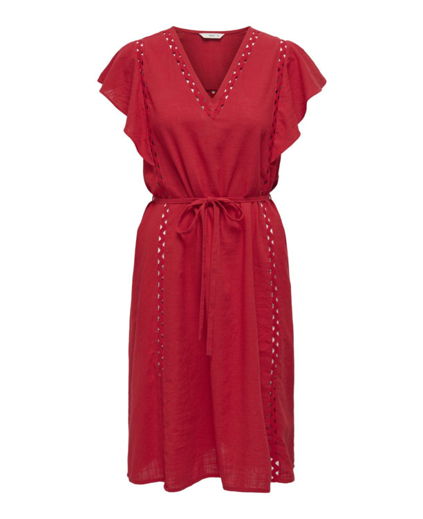Regular Fit V-Neck 2/4 Sleeves (2/4) Zomerjurk met sierlijke V-hals en kanten detail