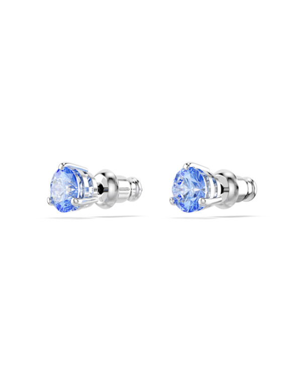 Solitaire Pierced Earrings Stud OU Rhodium shiny Fancy Light Blue