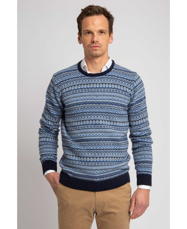 Suitable Prestige Fair Isle Pullover Blauw