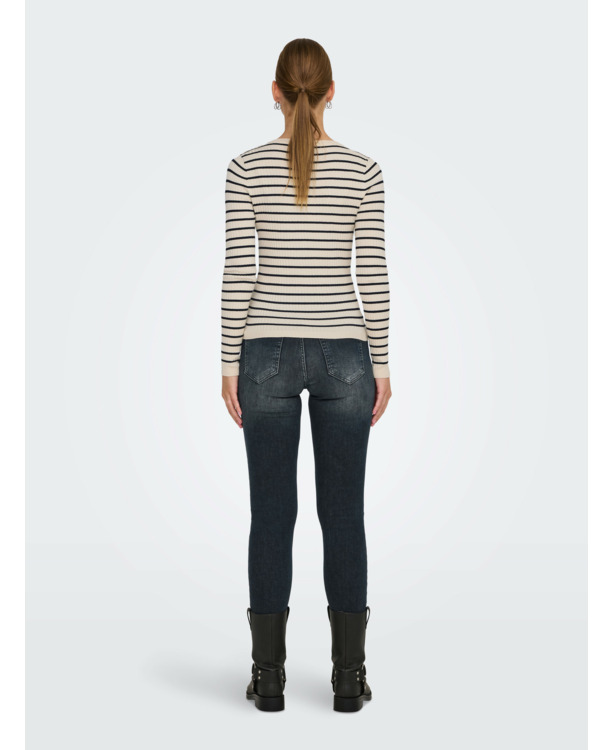 ONLMILA LS STRIPE BUTTON O-NECK CS