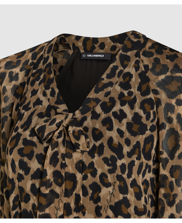 LEOPARD AOP CHIFFON MIDI DRESS