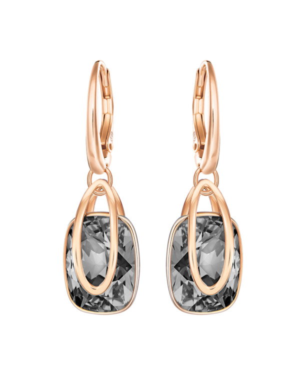 Holding Pierced Earrings OU Rose Gold shiny Crystal Silver Night Crystal