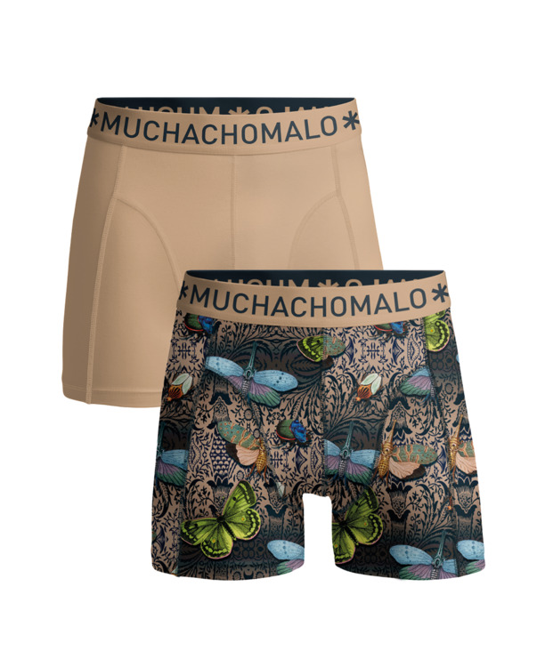 Jongens 2-Pack Boxer Shorts Print/Solid Print/Beige