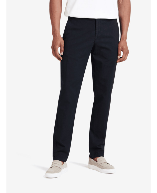 No Label Heren Stretch Broek Navy Diego Cotton-Linnen