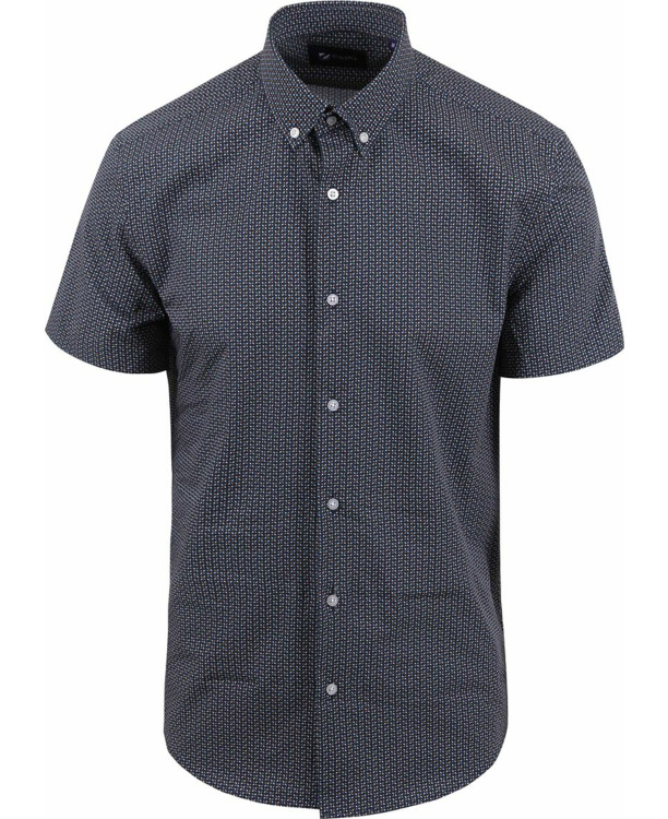 Suitable Short Sleeve Overhemd Print Navy