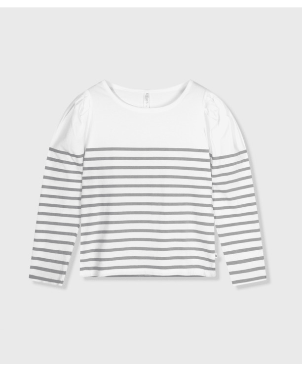 10DAYS Dames puff lange mouw gestreept t-shirt 100% biologisch katoen