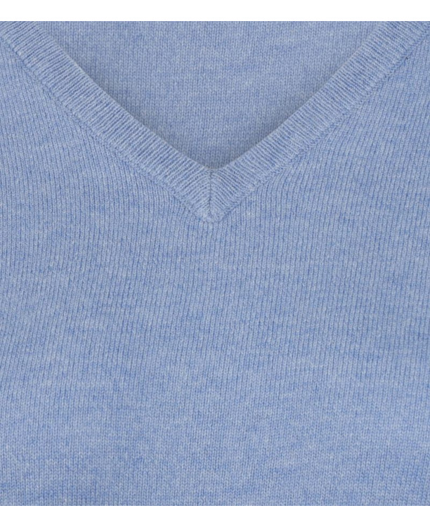 Steppin' Out Dames Pullover V-hals Merinowol Mid Blauw