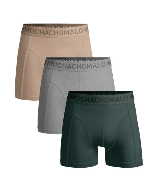 Heren 3-Pack Boxershorts Effen Green/Grey/Beige