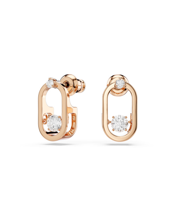Una Sparkling Dc Pierced Earrings Stud Rose Gold shiny White