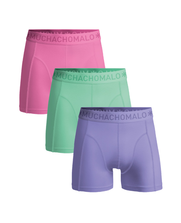 Heren 3-Pack Boxershorts Effen Purple/Green/Pink