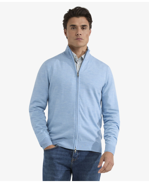 Fine Merino Zip Thru Cardigan 100% Merino Wool Heren