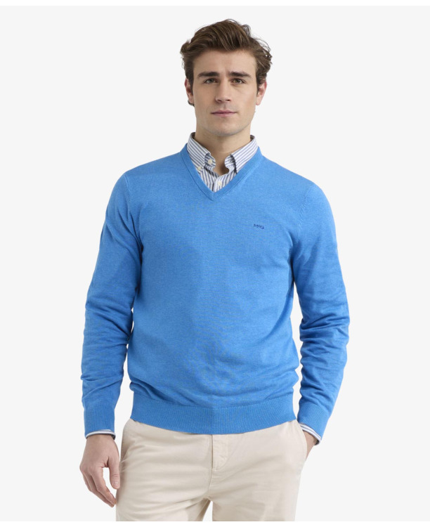 V-Neck Sweater 100% Cotton Heren