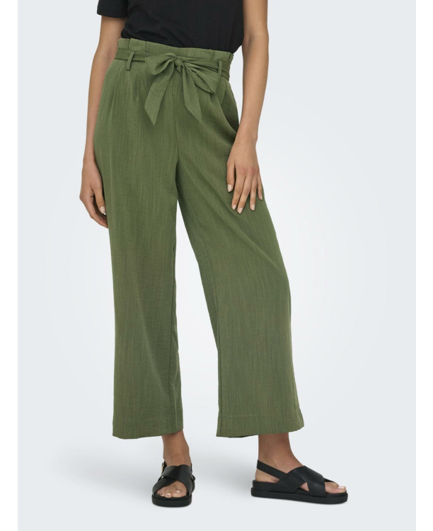 Flared Fit Paperbag broek met riem