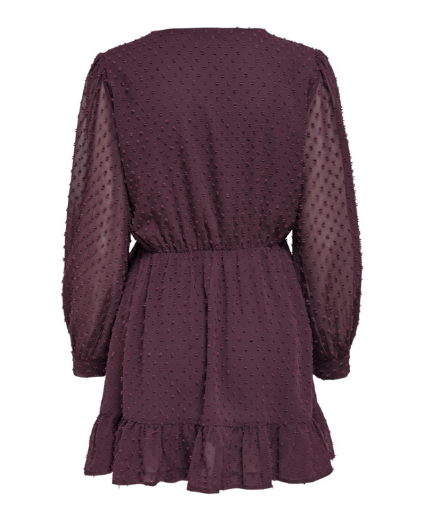 Regular Fit V-Neck Long Sleeves (L/S) Korte jurk met V-hals en ruches voor dagelijks gebruik