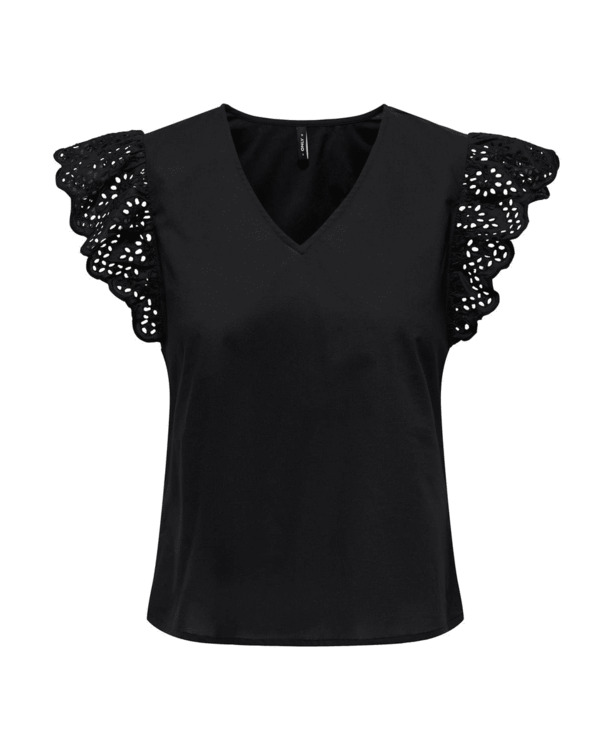 ONLLOU EMB S/S FRILL TOP PTM