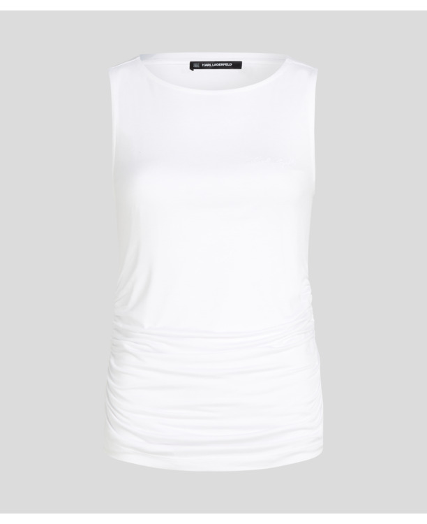 BOAT NECK RUCHED DETAIL TOP