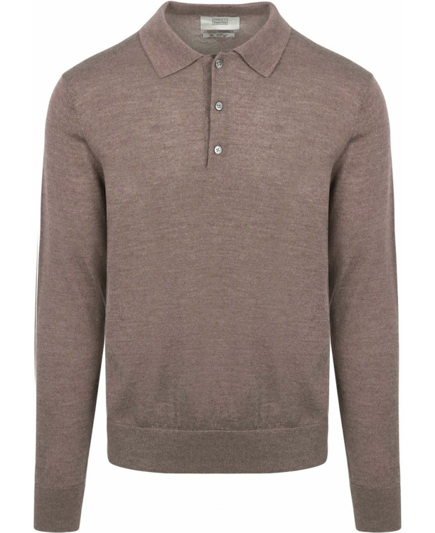 King Essentials The Robert Long Sleeve Poloshirt Merino Bruin