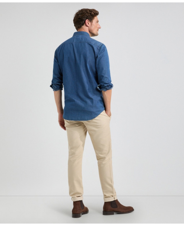 Chambray shirt 100% Cotton Heren
