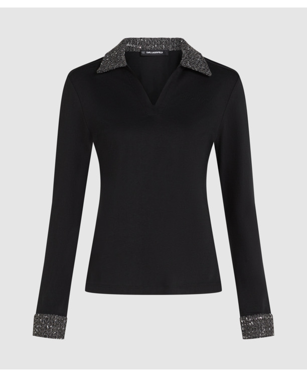 BOUCLE DETAIL LS POLO TOP