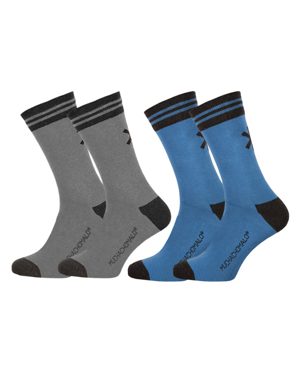 2-PACK SOLID SOKKEN LANG Grey