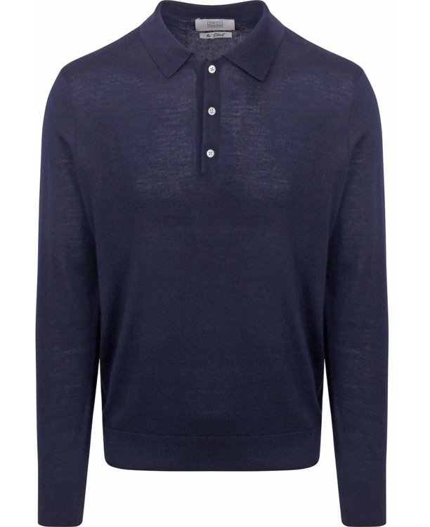 King Essentials The Robert Long Sleeve Poloshirt Merino Navy