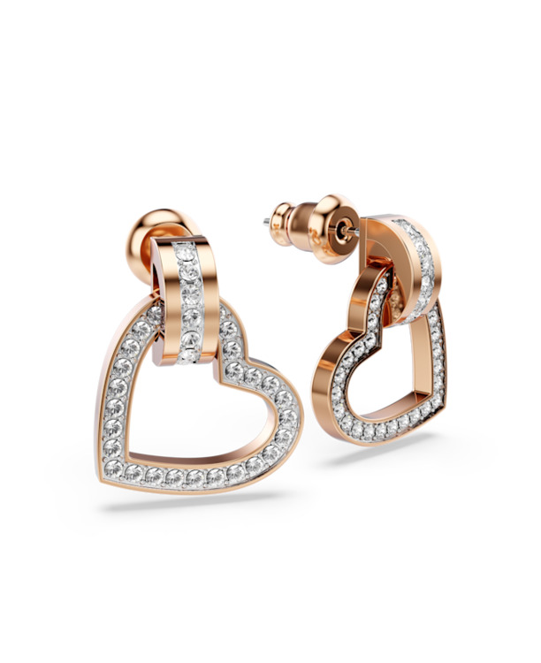 Lovely Pierced Earrings Drop Rose Gold shiny Crystal