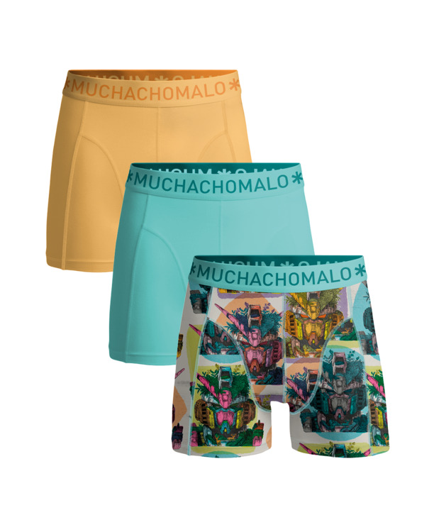 Heren 3-Pack Boxershorts Print/Effen Print/Blue/Yellow