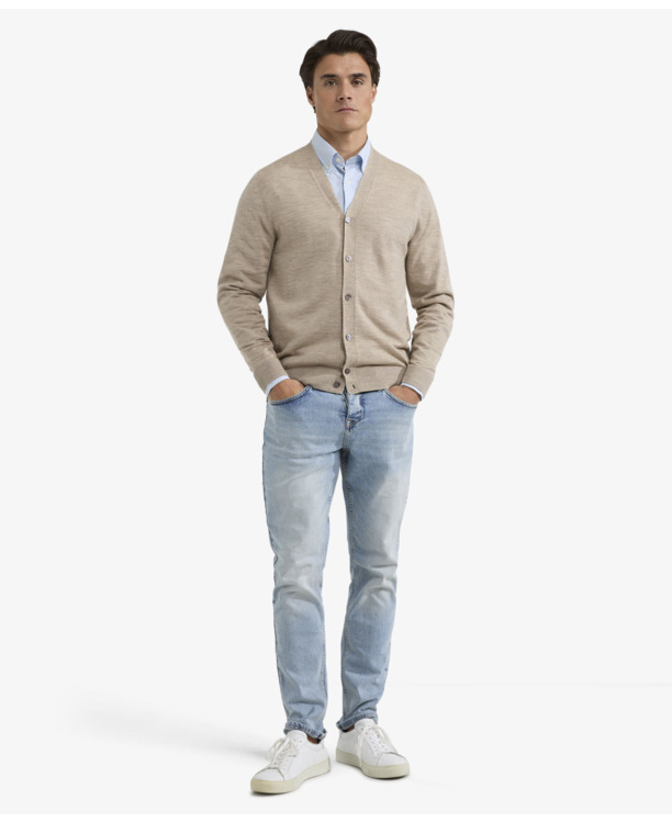 Fine Merino Classic Cardigan 100% Merino Wool Heren