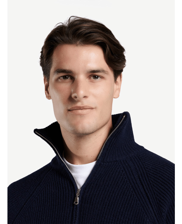 No Label Heren Trui Navy Girton Merino Cashmere
