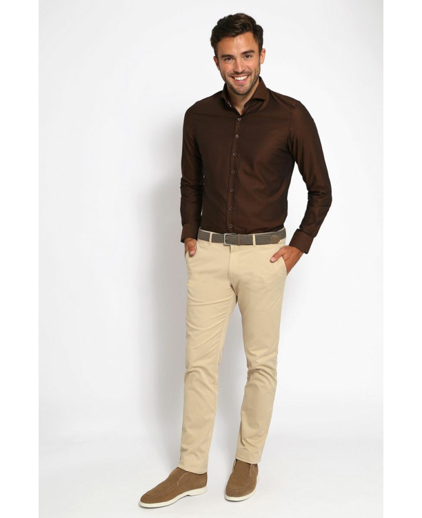 Suitable Twill Overhemd Bruin