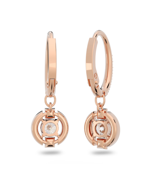 Una Sparkling Dc Pierced Earrings Drop MFO Rose Gold shiny White Crystal