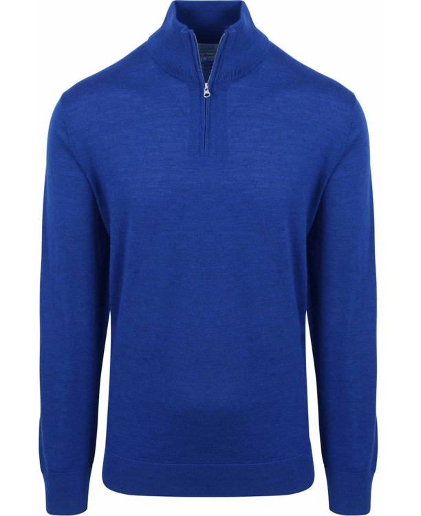 King Essentials The Michael Half Zip Pull Merino Royal Blauw