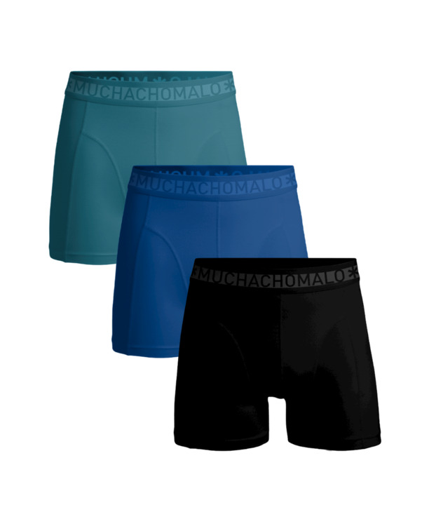 Heren 3-Pack Boxershorts Effen Black/Blue/Green