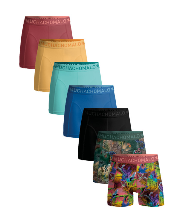 Heren 7-Pack Boxershorts Print/Effen Print/Black/Blue/Orange/Red