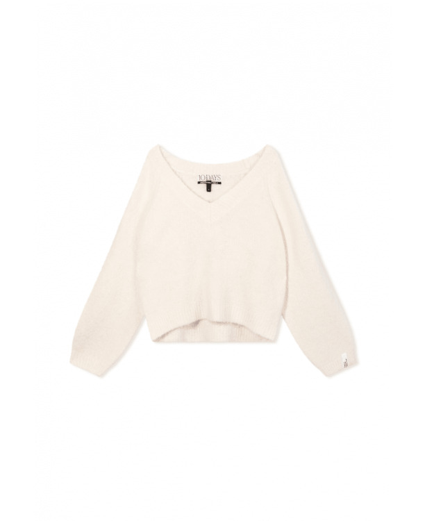 10DAYS Dames cropped V-hals trui alpaca