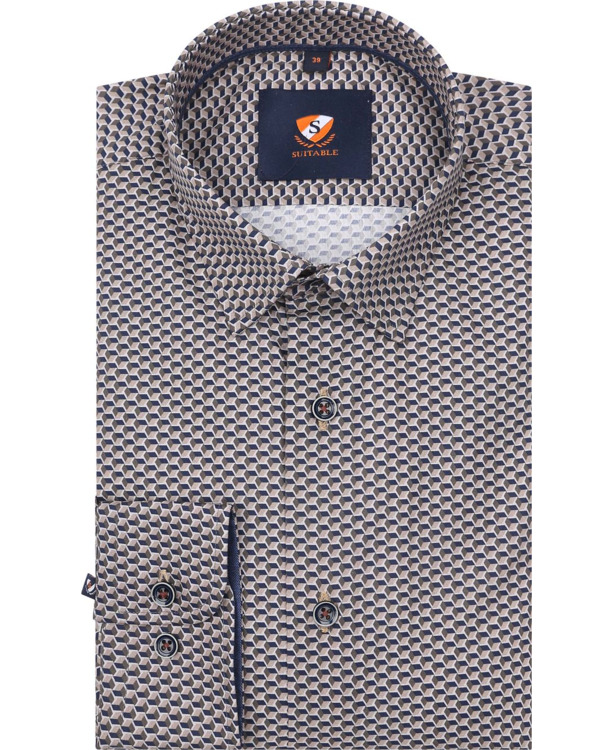 Suitable Overhemd Print Bruin 267-12