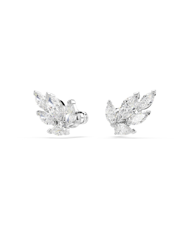 Louison Pierced Earrings Stud Rhodium shiny White