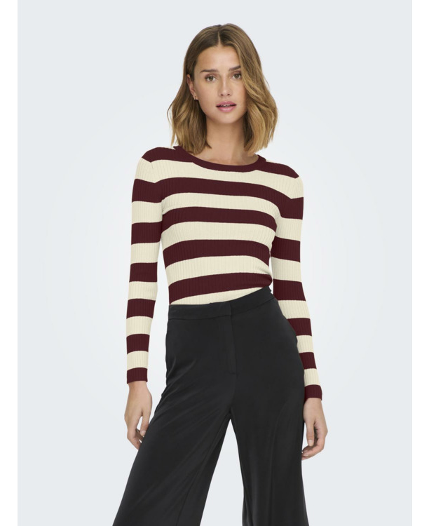 Rib Fit O-Neck Long Sleeves (L/S) Geribbelde viscose mix trui