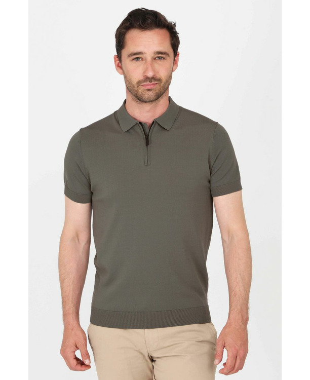 Suitable Half Zip Polo Groen